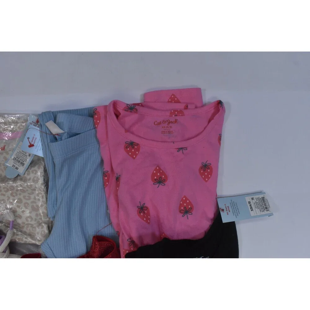Cat & Jack Bulk Lot Of 6 Girls Size XS 4/5 Mixed Season Tops Bottoms Dresses